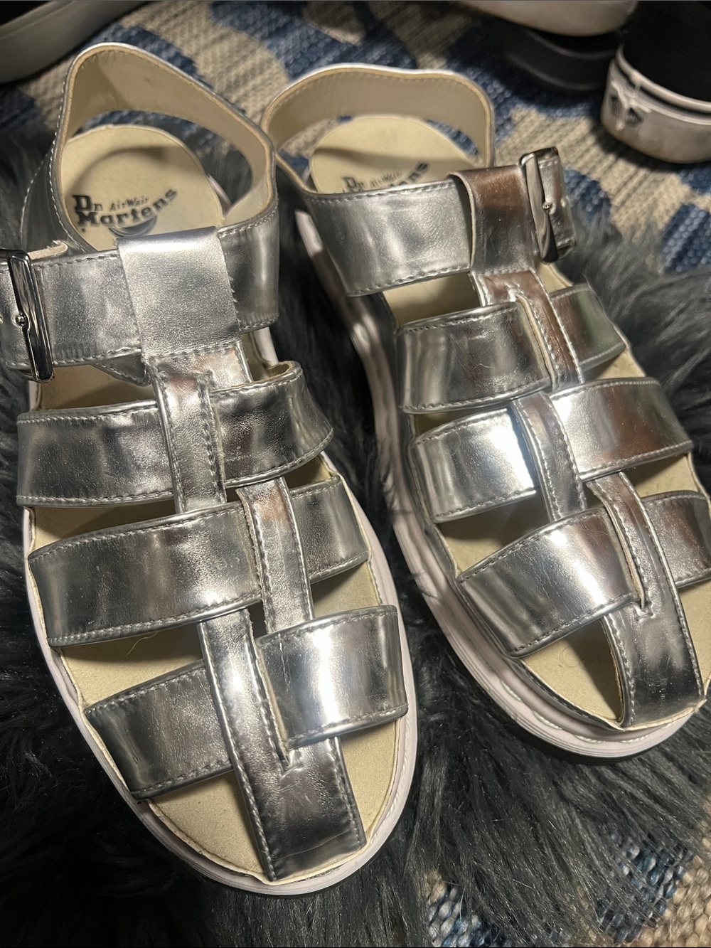 Dr. Martens woman’s Silver Metallic Fisherman Sandals - Picture 2 of 3
